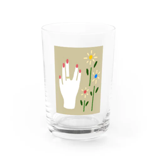 ひづめとお花(ベージュ) Water Glass