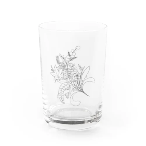 家紋花束[黒] Water Glass