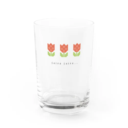 【チューリップ】韓国レトロなこぎん刺しグラス Ι 赤 Water Glass