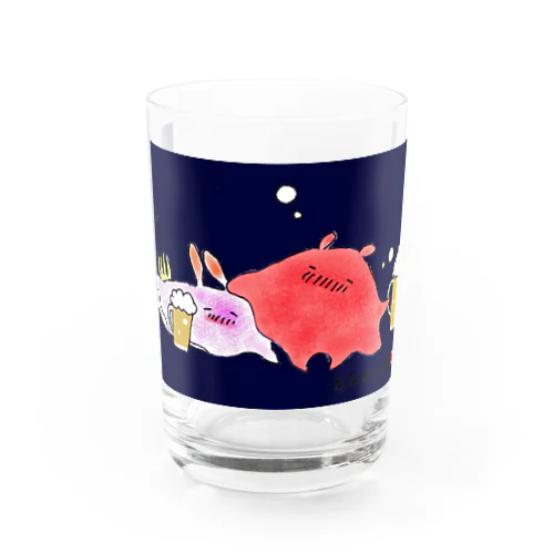 深海呑み（ウミウシ＆メンダコ）ブルー Water Glass