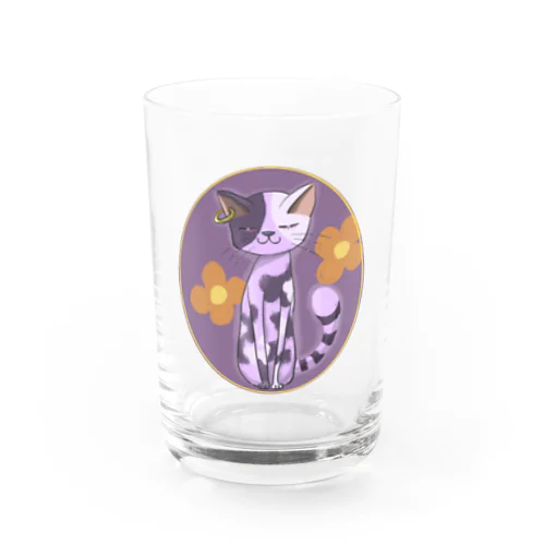 牛柄の猫ちゃん Water Glass