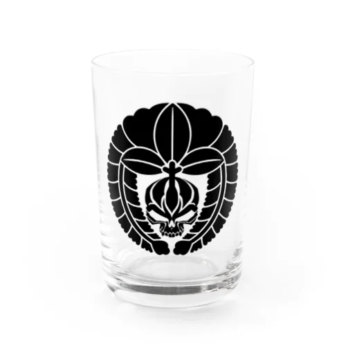 下がり藤に髑髏 黒（オリジナル家紋シリーズ） Water Glass