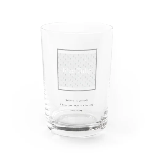 blue flower pattern × logo message Water Glass