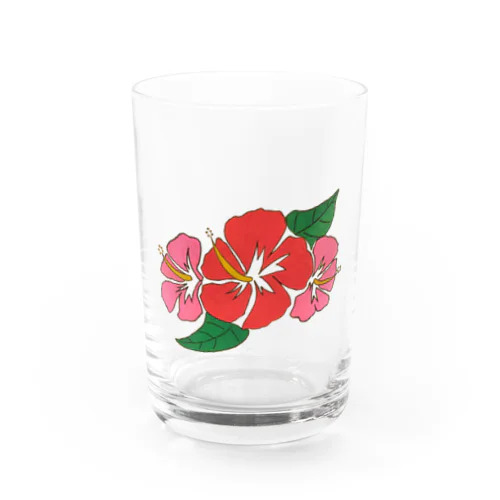 ハイビスカス(手描き) Water Glass