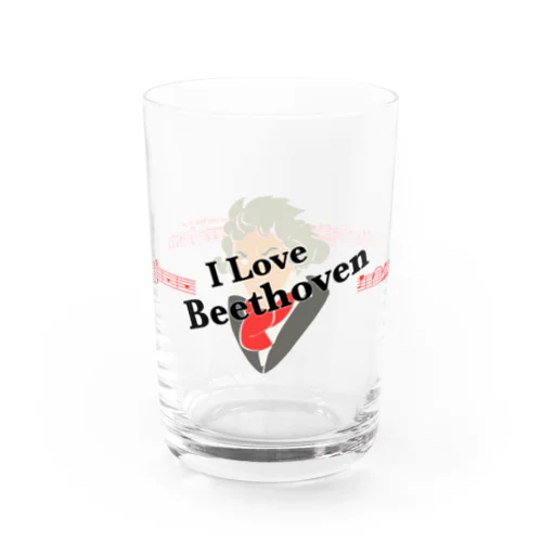 I Love Beethoven （red） Water Glass