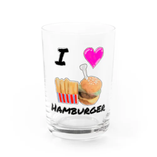 I Love Hamburger Water Glass