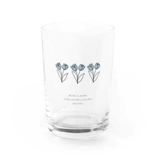  paint grayblue* line logo M message Water Glass