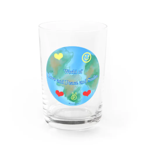 World of Love＆Peace＆SmileーBlueー Water Glass