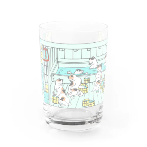 猫の温泉（カラー） Water Glass