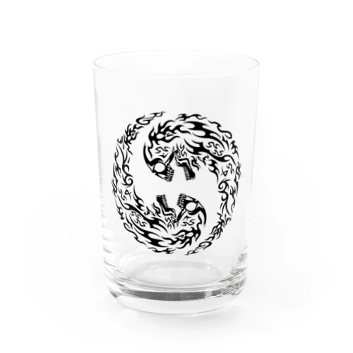 合わせ二つ髑髏 黒（オリジナル家紋シリーズ） Water Glass