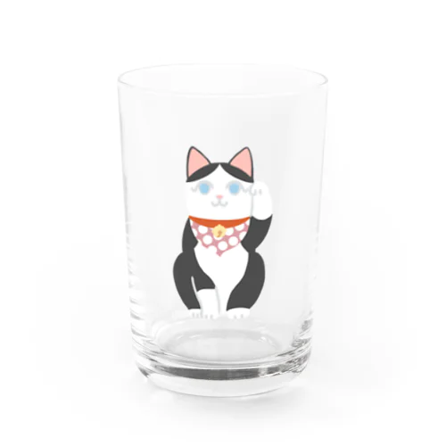 招き猫　ハチワレ Water Glass