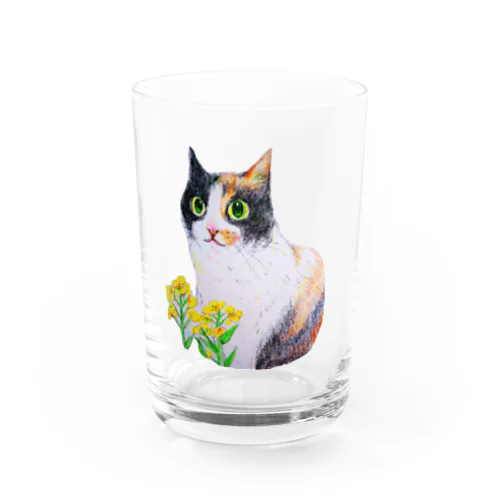 三毛猫と菜の花 Water Glass