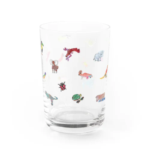 手描きのいきもの柄 Water Glass