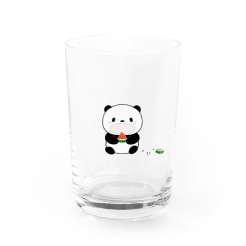 スイカを食べるパンダ Water Glass