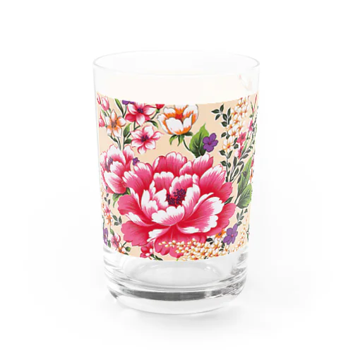 台湾の伝統的な花柄 (牡丹ピンク) / グラス グラス