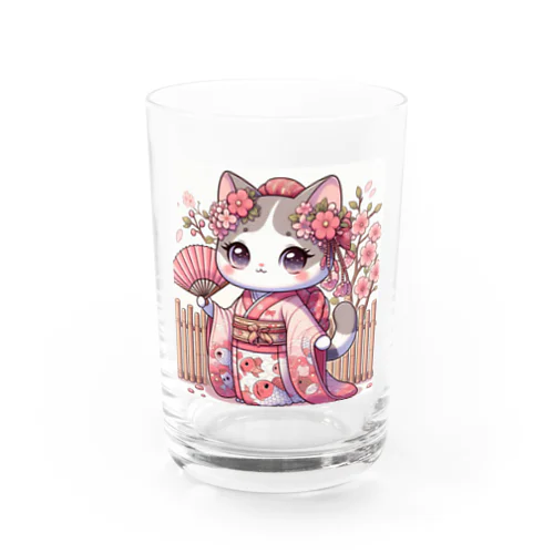 振り袖ねこ Water Glass