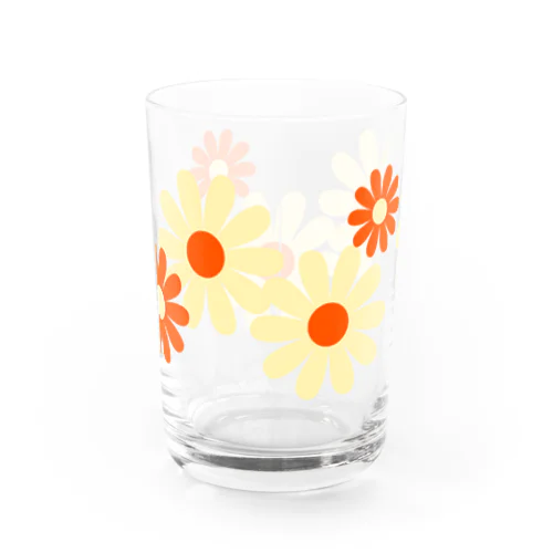 レトロ風花(8枚)黄・オレンジ Water Glass