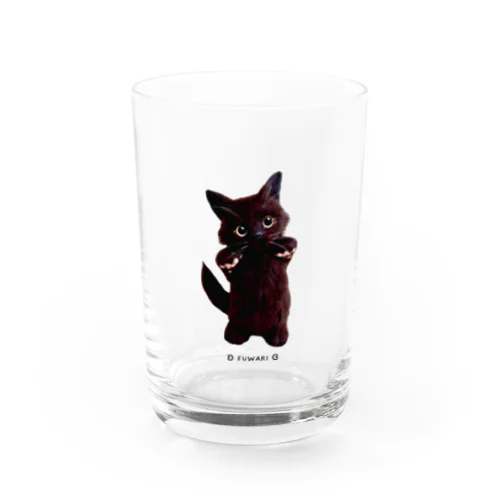 パピ猫立っち/黒猫 Water Glass