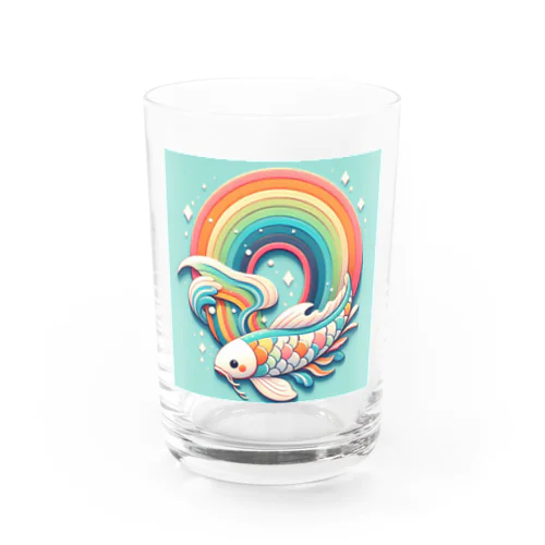 虹の海を泳ぐコイちゃん グラス