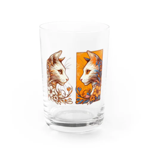 アールヌーボーな双子猫 Water Glass