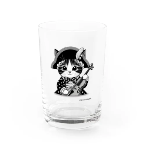 ネコとヴァイオリン・モノクロ Water Glass