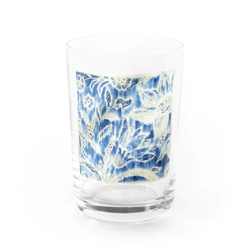 藍染めの花模様プリント Water Glass