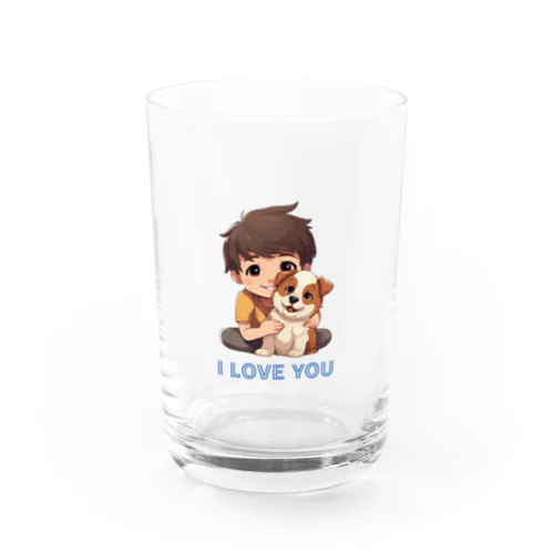 I LOVE YOU(Dog&Boy) (39) Water Glass