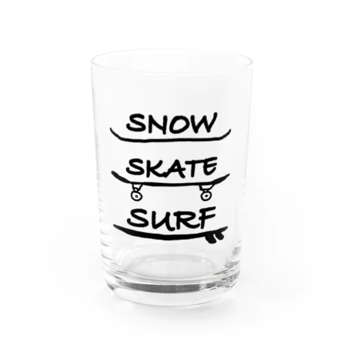 Snow Skate Surf Water Glass