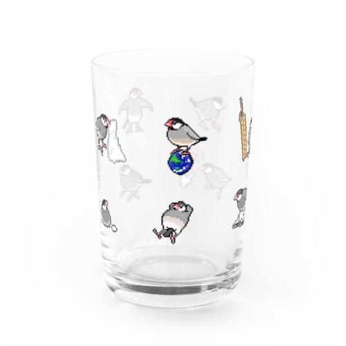 桜文鳥が集合したよ Water Glass