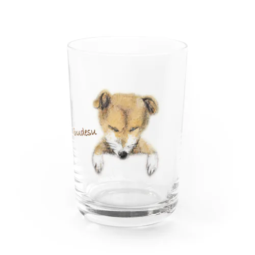 inudesu 文字茶色 Water Glass