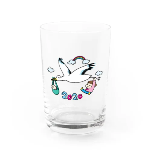 こどもまんがベビー生誕記念（コウノトリ） Water Glass