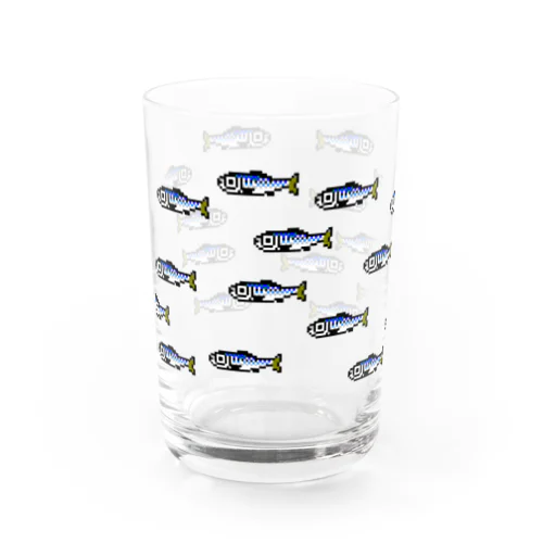 ドット絵のイワシ群 Water Glass