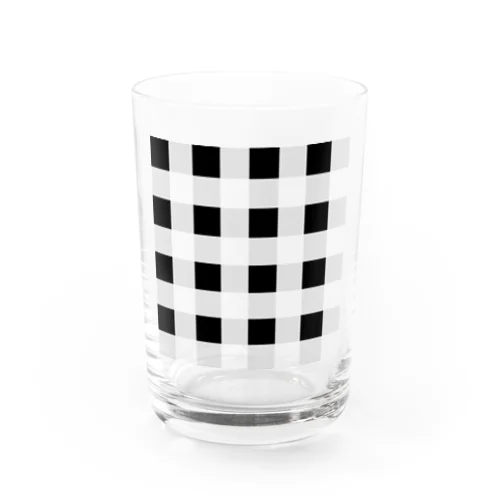 白黒チェック Water Glass