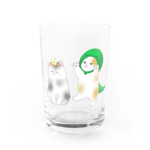 猫と恐竜 Water Glass