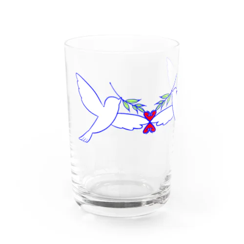 オリーブの枝とハト　 Water Glass