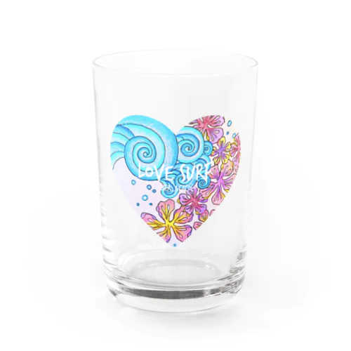 love surf wave flowers🌺 Water Glass