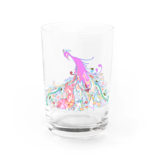 桃色の孔雀のグラス Water Glass