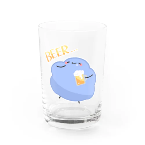 ビールを持った幸せけだま Water Glass