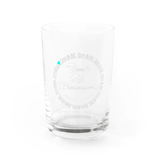 Time of harmony (ホワイトロゴ✖️エメラルドグリーンハート) Water Glass