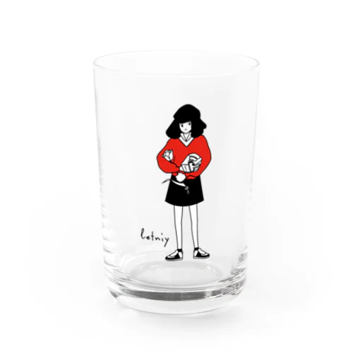 グローブの女の子(赤) Water Glass