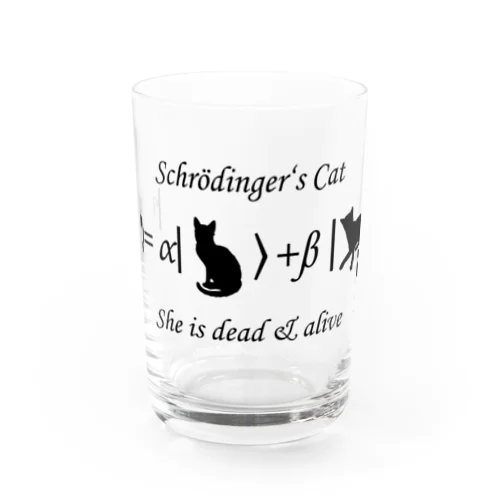 シュレーディンガーの猫（黒字） Water Glass