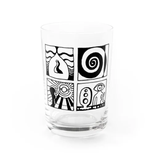 太陽の眼 文字絵(黒/前面) Water Glass