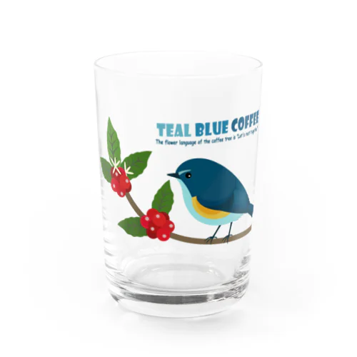 Teal Blue Bird Water Glass
