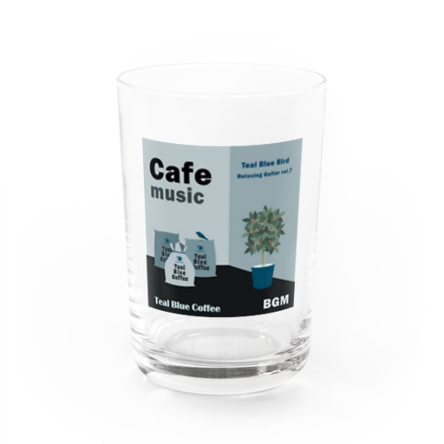 Cafe music - Teal Blue Bird - Water Glass