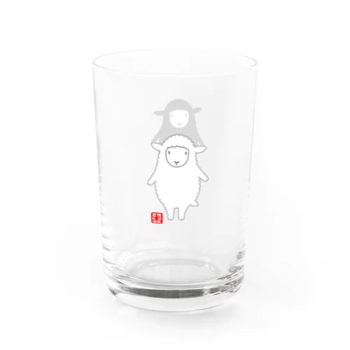 十二支　「未（ヒツジ）」白と黒 Water Glass