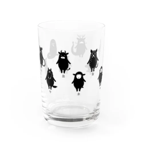 十二支　「全員集合」黒 Water Glass