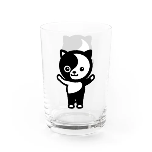 タオ猫みっちー グラス（バンザイ）（文字ホワイト） Water Glass