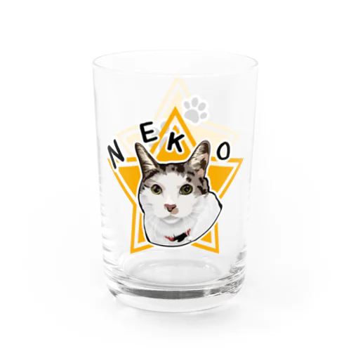 ねこ猫NEKO01グラス(白ブチ) Water Glass