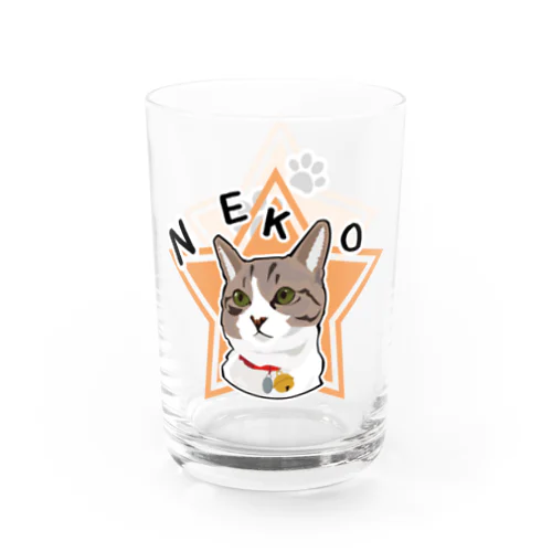 ねこ猫NEKO02グラス(白ブチ) Water Glass