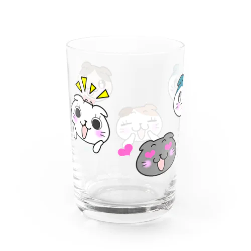 たれ耳にゃんこのスコぷぅ（全員集合） Water Glass